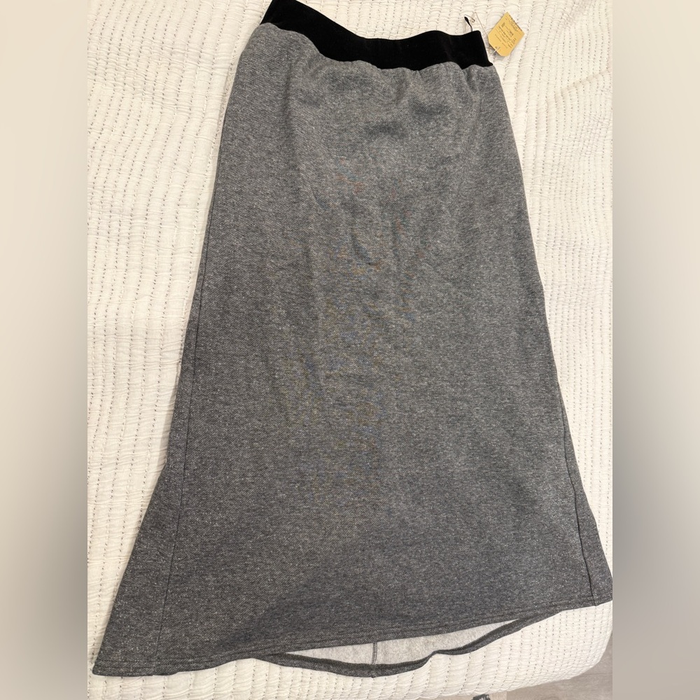 Grey Sweater Midi Skirt with Pockets